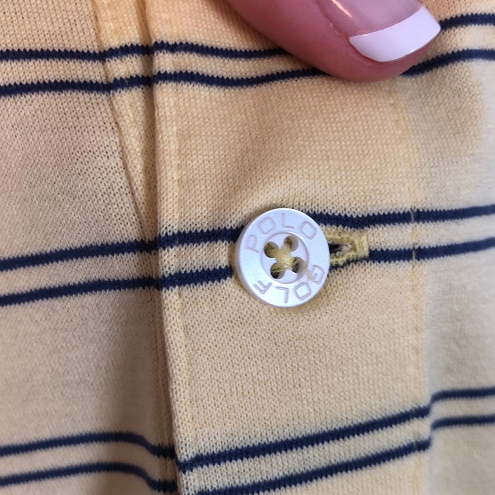 POLO GOLF Light Yellow & Blue Striped Men’s Golf Shirt Size Large L - Picture 8 of 8